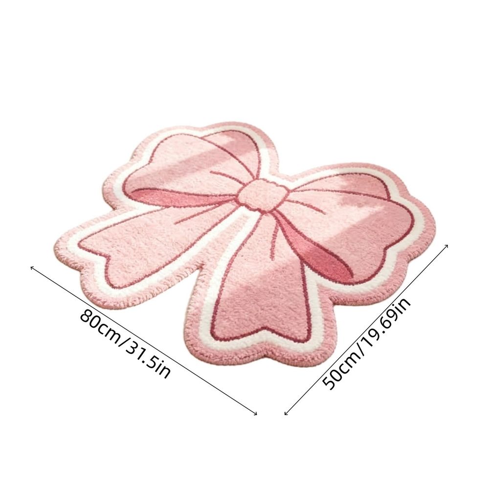 Bow Shaped Plush Floor Mat Non Slip Faux Fur Absorbent Soft Bedroom Rug Washable Window Decor Accent Mat