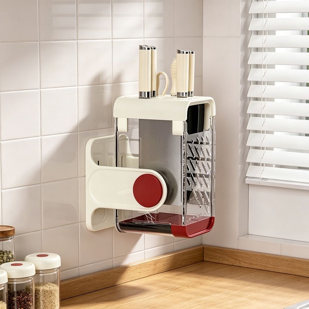 Rotating Knife Holder Countertop Utensil Rack Kitchen Organizer for Knives Scissors 8.85 Inch
