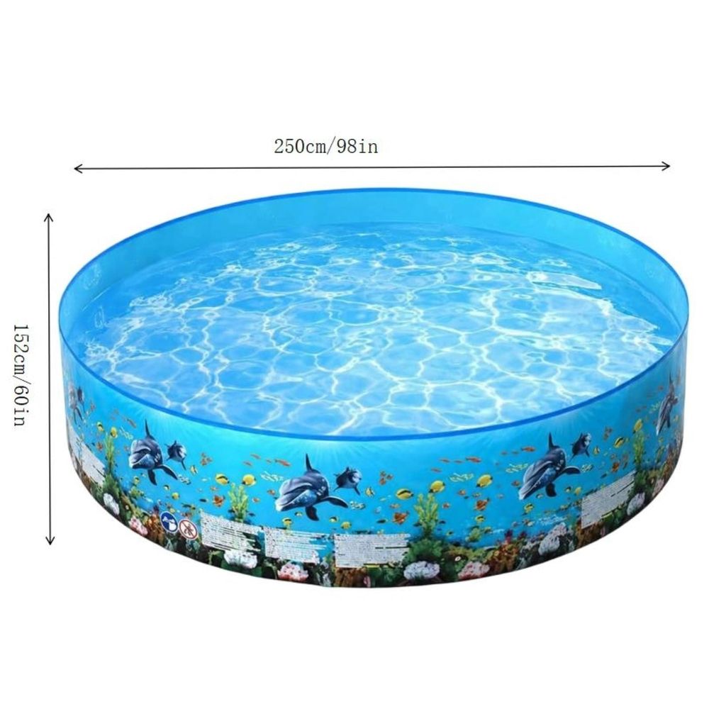 Kiddie Pool 60x10inch, Round No Inflatable Foldable Thick Pvc Water Tub, Ocean Print Portable Play Pool for Kids Pet Backyard Summer