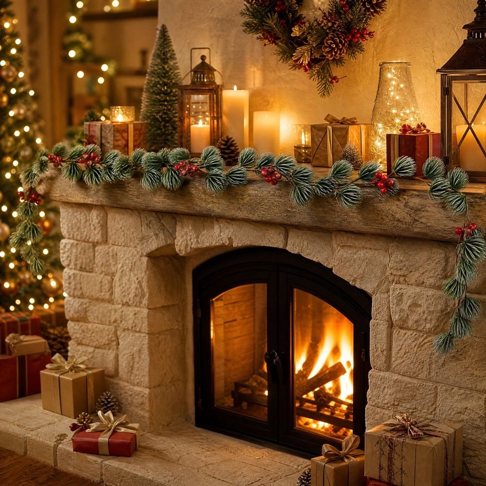 Lighted Christmas Garland with Warm LED Lights Artificial Holiday Garland Flexible Decoration for Stair Railing Mantel Front Door Indoor Outdoor Multiple Styles 72.83 inch