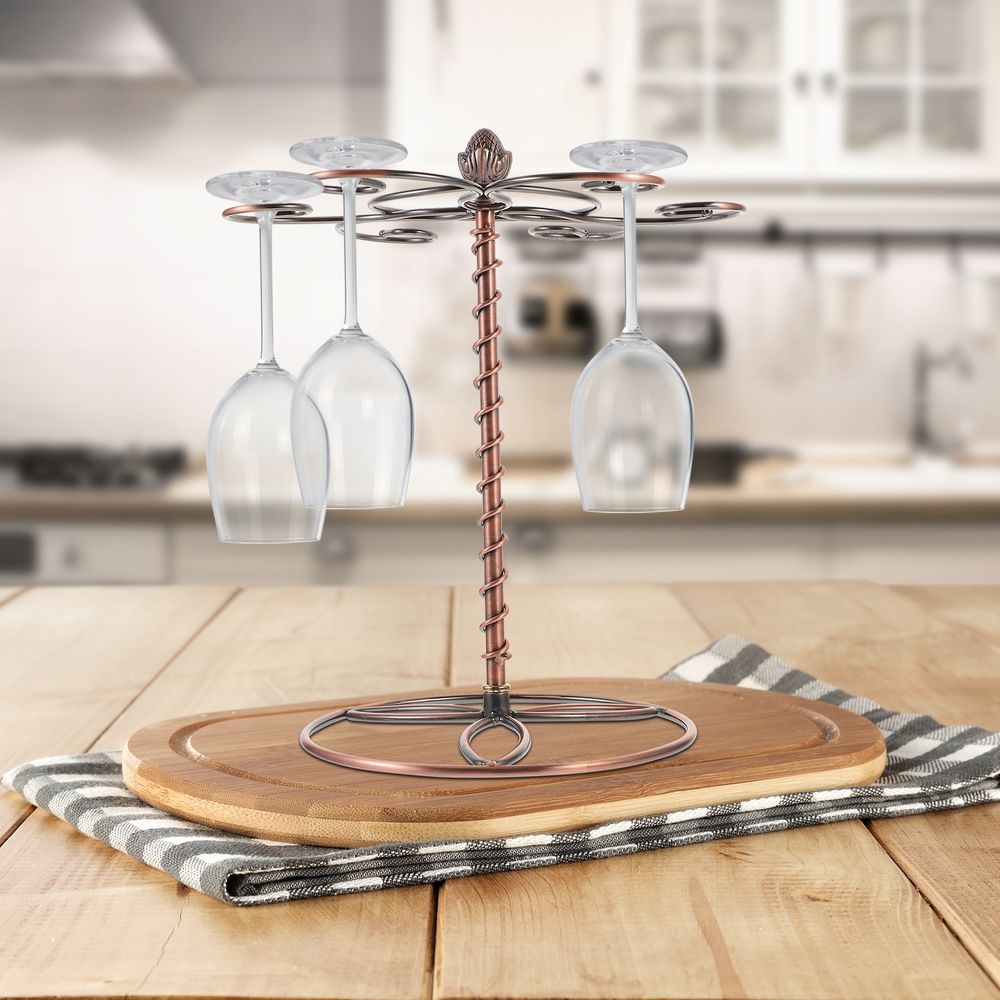 Tabletop Wine Glass Rack Holder Iron Hanging Display Stand for Wine Cups and Glasses