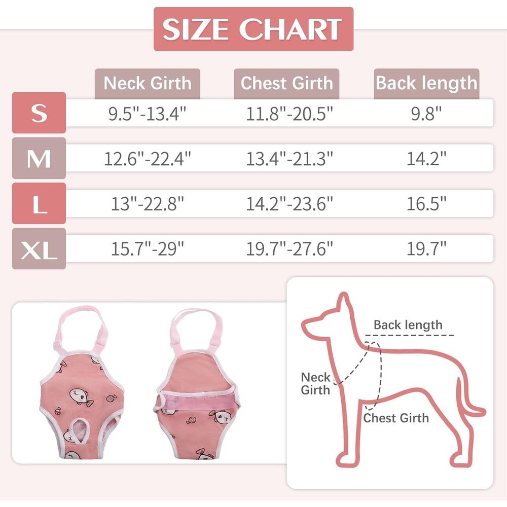 Dog Diaper Suspenders Female, Washable Dog Panties for Dogs in Heat, Escape Proof Dog Underwear Diapers, Reusable Pet Sanitary Pantie for Small Medium Girl Dogs