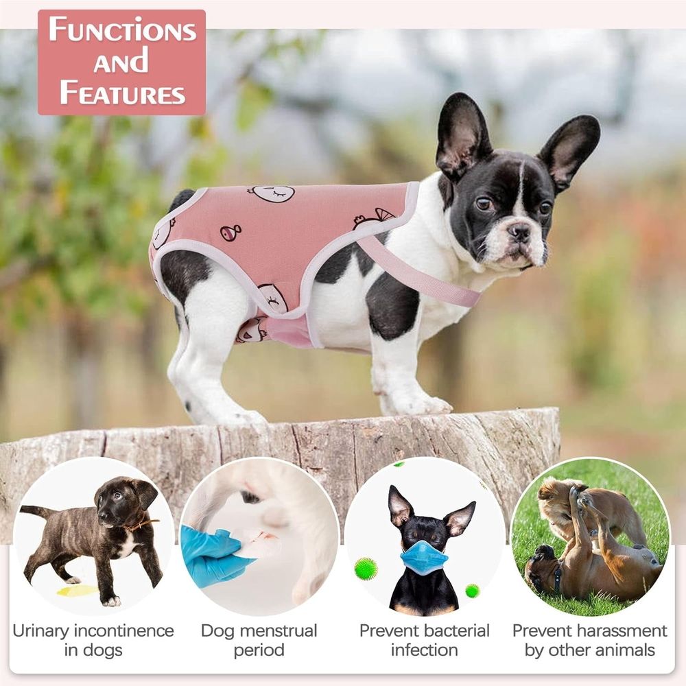 Dog Diaper Suspenders Female, Washable Dog Panties for Dogs in Heat, Escape Proof Dog Underwear Diapers, Reusable Pet Sanitary Pantie for Small Medium Girl Dogs