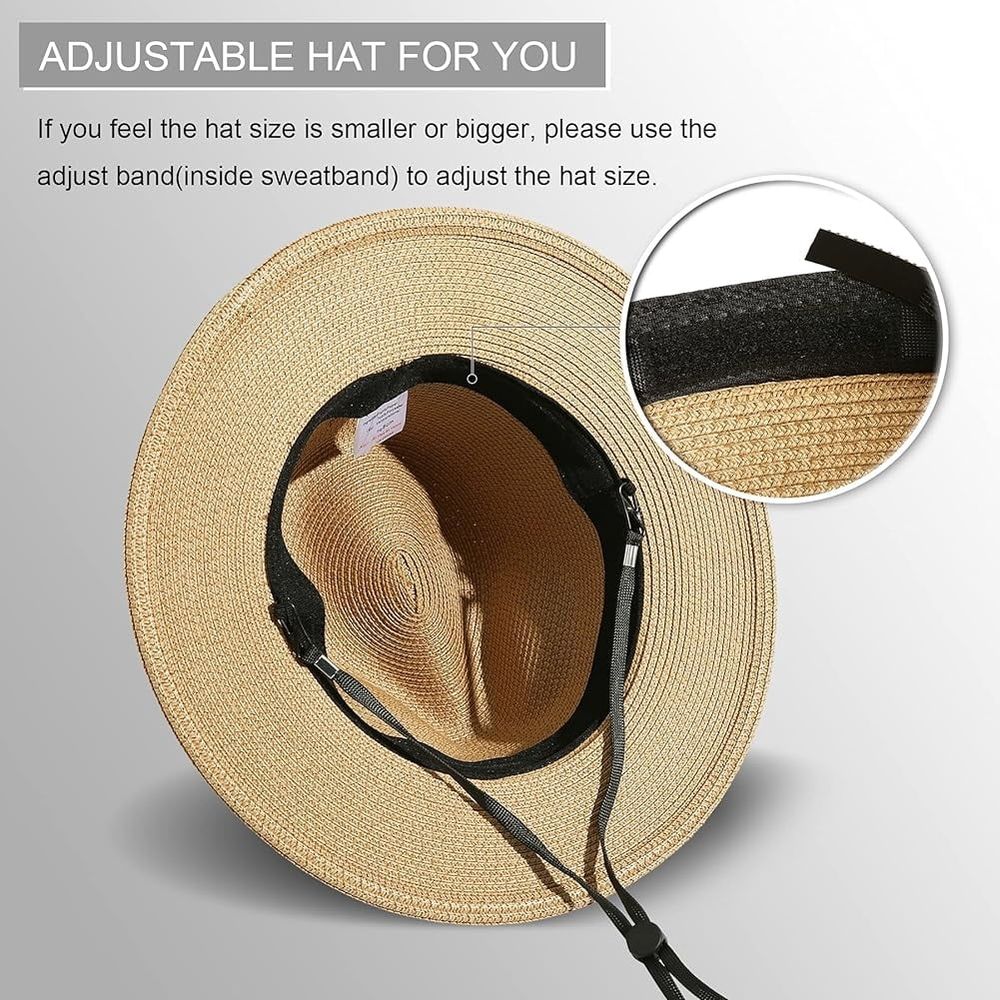 Sun Hats for Women Summer Wide Brim UV UPF 50+ Panama Foldable Packable Straw Beach Hat