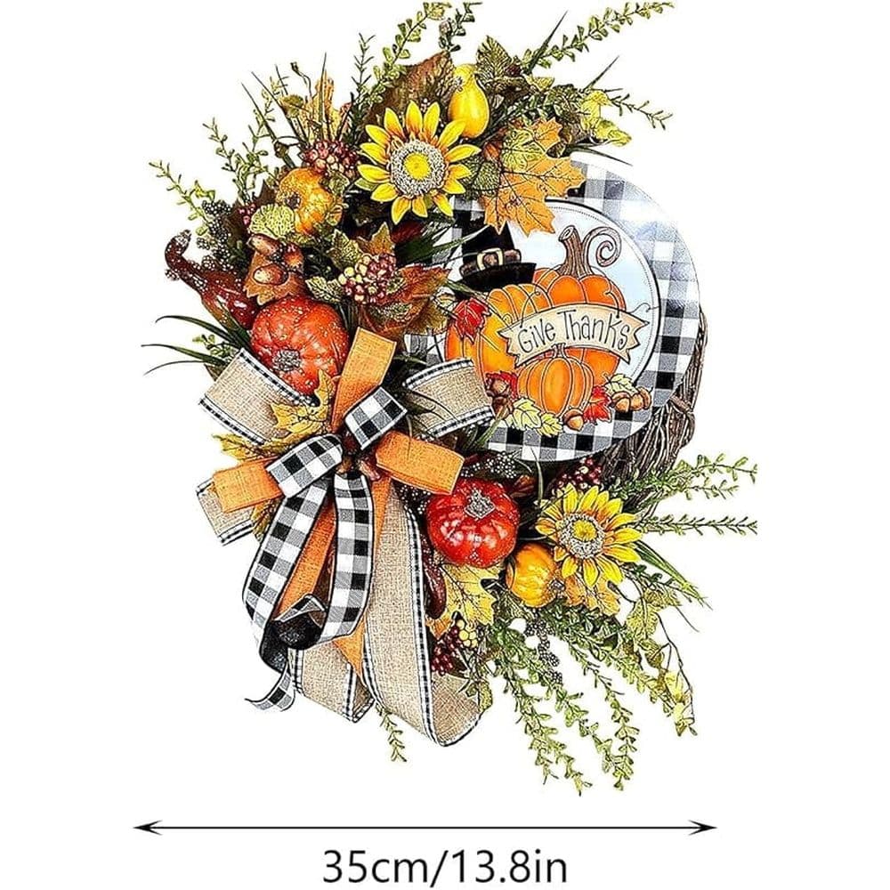 Autumn Sunflower Wreath 13.8inch Multicolor for Front Door Fall Farmhouse Decoration