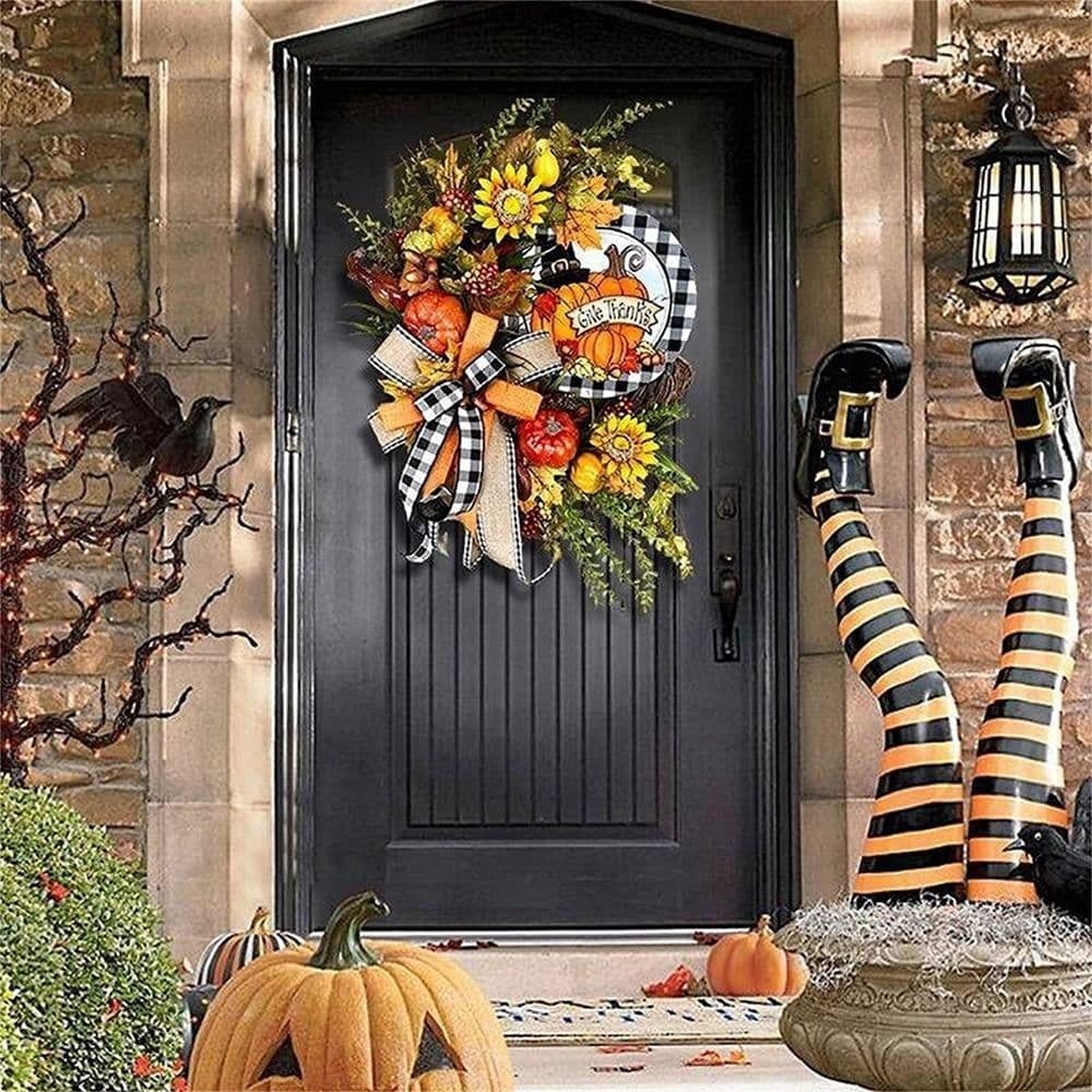 Autumn Sunflower Wreath 13.8inch Multicolor for Front Door Fall Farmhouse Decoration