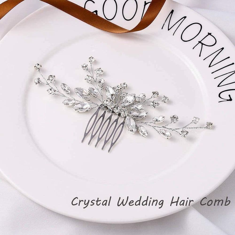 Bridal Hair Comb Crystal Hair Piece Silver Rhinestone Headpiece