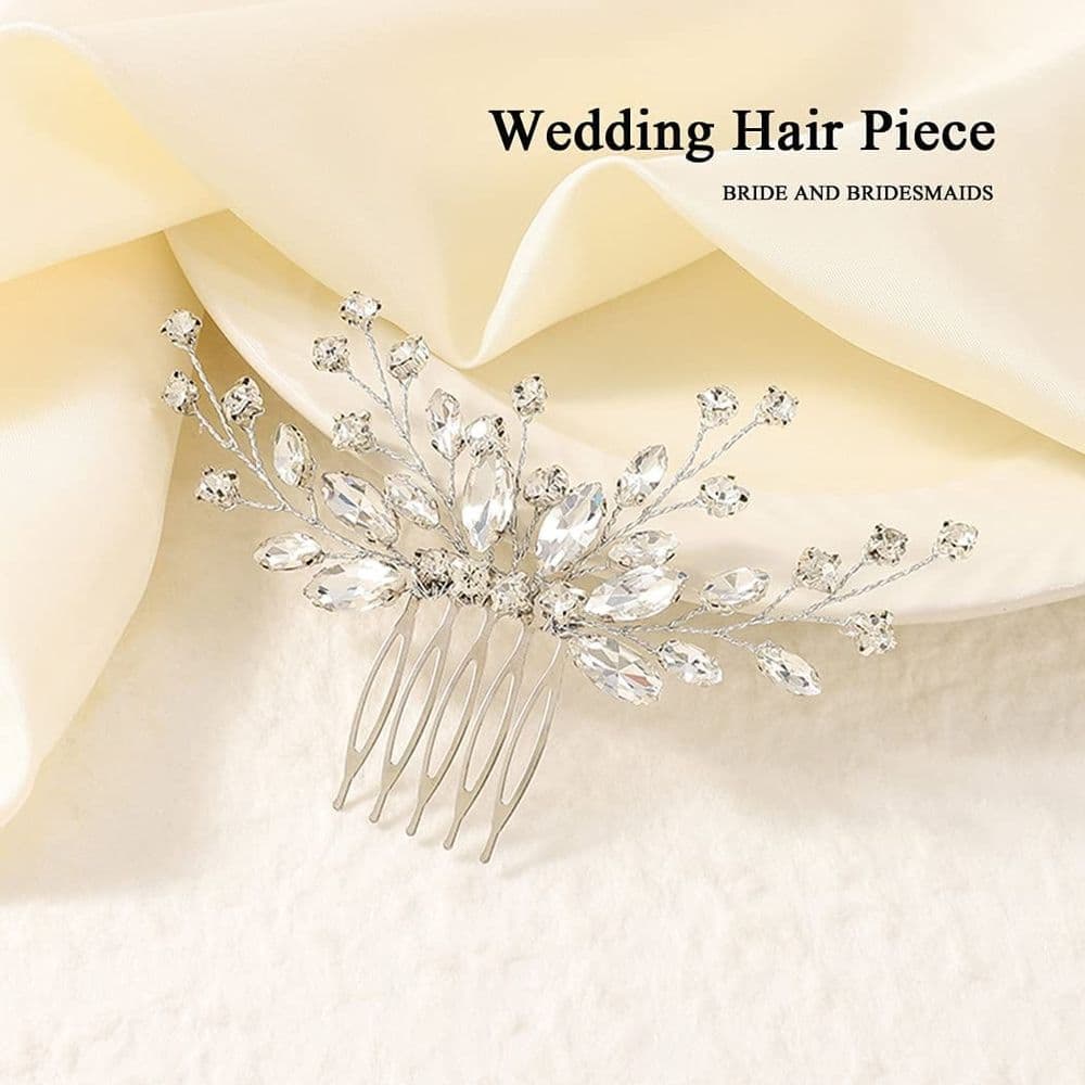 Bridal Hair Comb Crystal Hair Piece Silver Rhinestone Headpiece