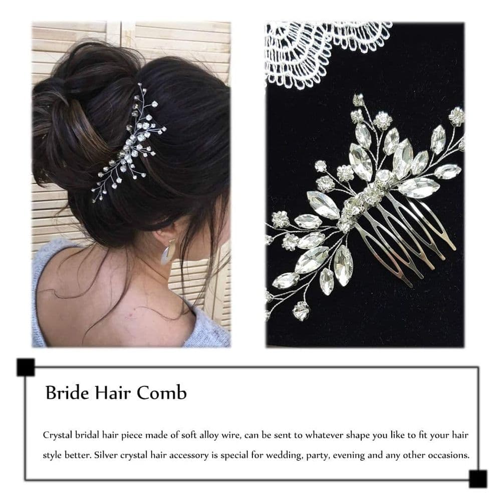 Bridal Hair Comb Crystal Hair Piece Silver Rhinestone Headpiece