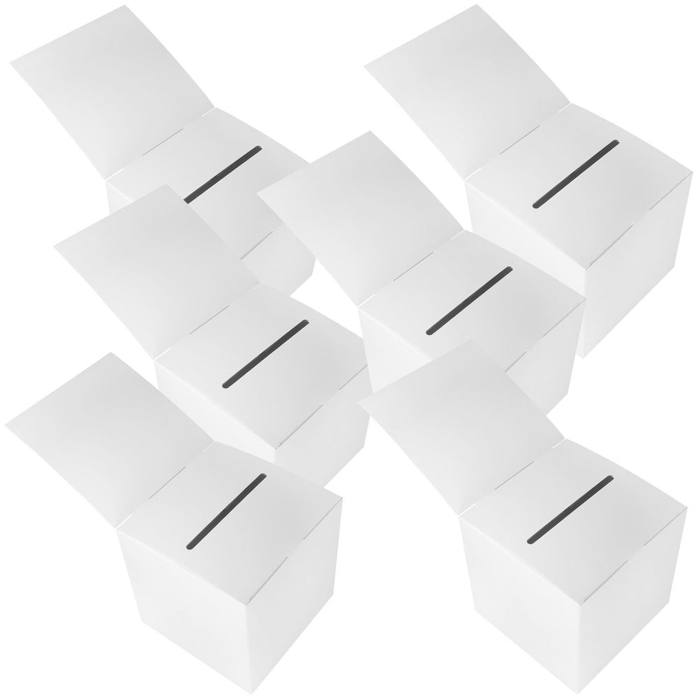 Set of 6 White Multi-Purpose Ballot Boxes for Meetings, Parties, Donation Collection and Event Use