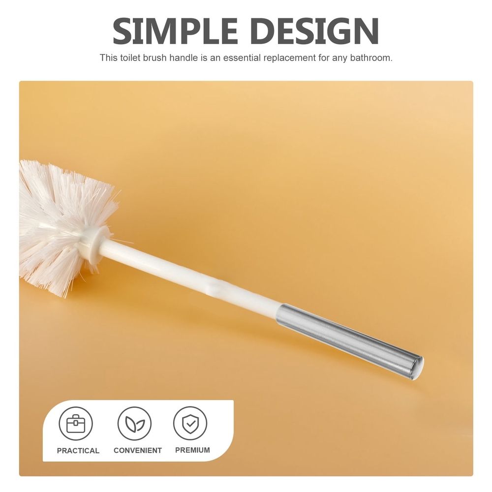 2Pcs Stainless Steel Toilet Brush Pole Handle Replacement Compatible with Various Brush Heads
