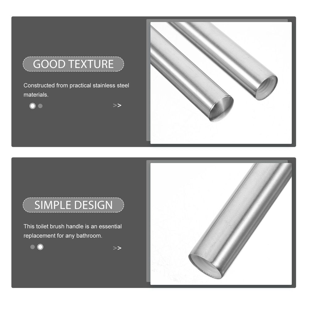 2Pcs Stainless Steel Toilet Brush Pole Handle Replacement Compatible with Various Brush Heads