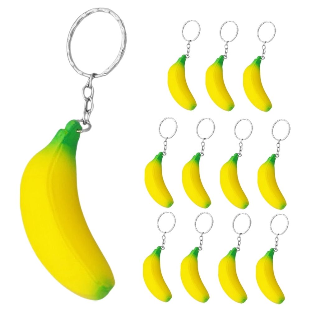12-Pack Adorable Banana Charm Keychains for Keys, Bags, Backpacks - Fun and Stylish Accessories