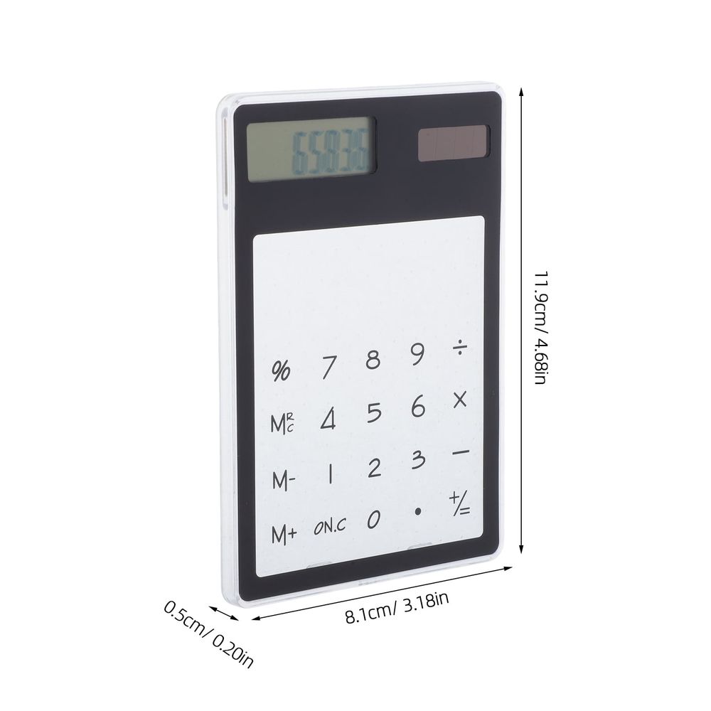 Solar Powered Calculator with Transparent , Black Office Desk Calculator, 1 Pack