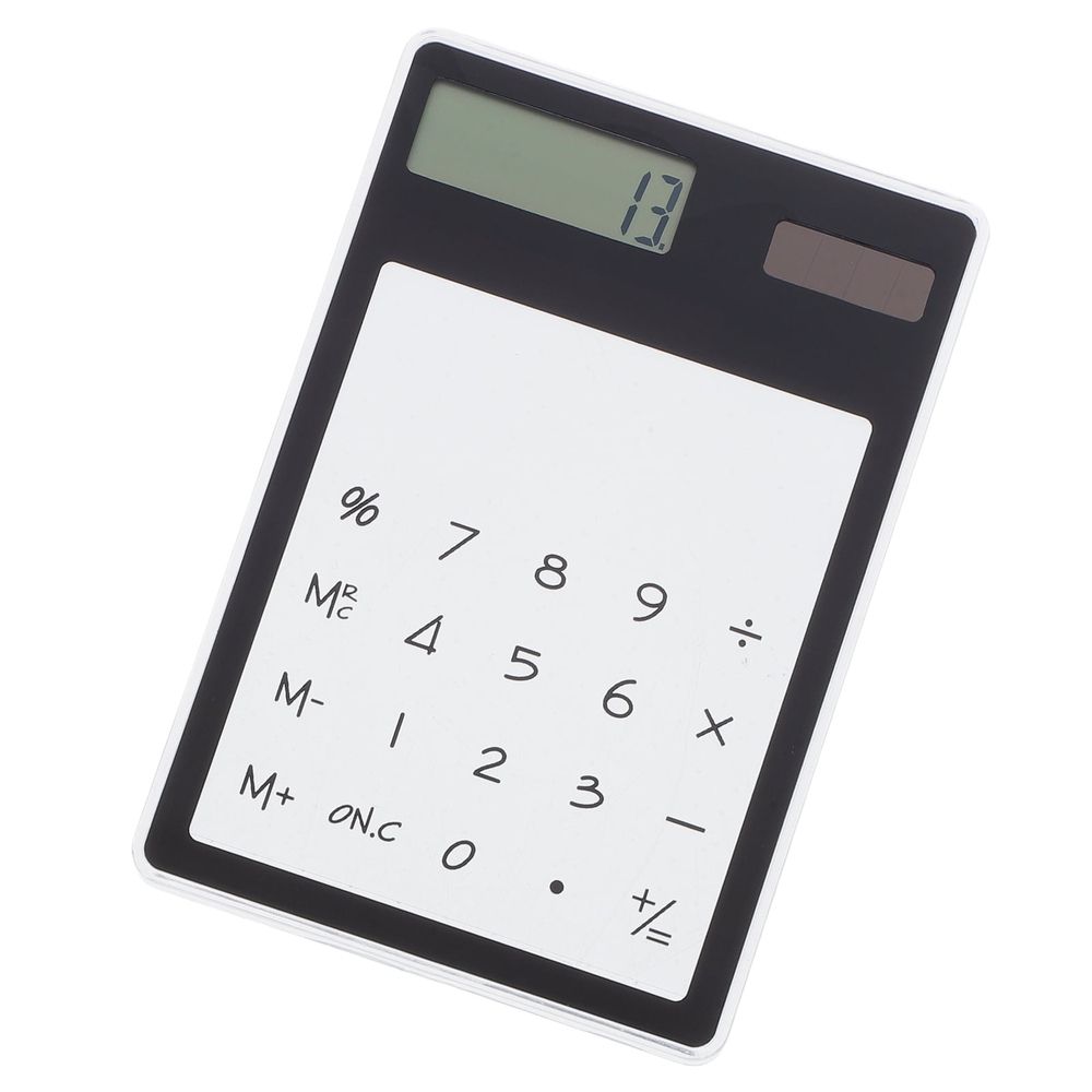 Solar Powered Calculator with Transparent , Black Office Desk Calculator, 1 Pack