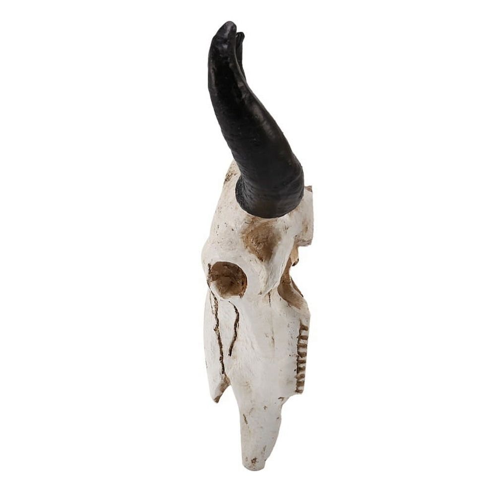 Resin Longhorn Cow Skull Head Wall Hanging Decor 3D Animal Wildlife Sculpture Figurines Crafts Horns for Home Halloween Decor