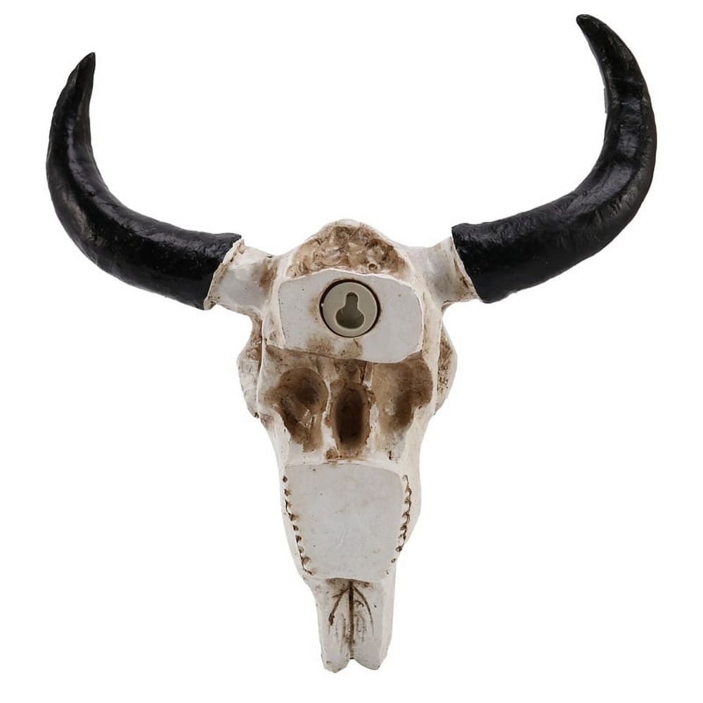 Resin Longhorn Cow Skull Head Wall Hanging Decor 3D Animal Wildlife Sculpture Figurines Crafts Horns for Home Halloween Decor