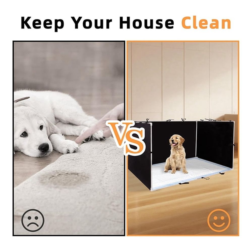 Dog Pee Pad Holder with High Walls - 35in X 29in X 17.3in No-Splash Indoor Potty Tray, Foldable Dog Litter Box for Dogs