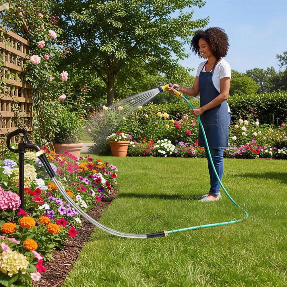Short Garden Hose 3ft X 5/8", for Hose Reel Faucet,Stainless Steel Metal Leader Hose