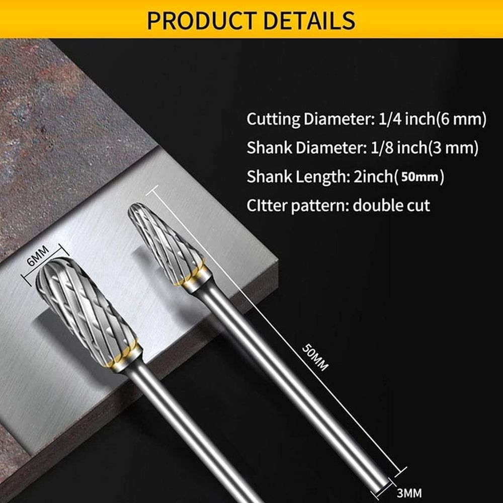 Carbide Burr Set 10Pcs Die Grinder Bits Rotary File Rasp for Attachments Cutting Burrs Metal Grinding Engraving Porting