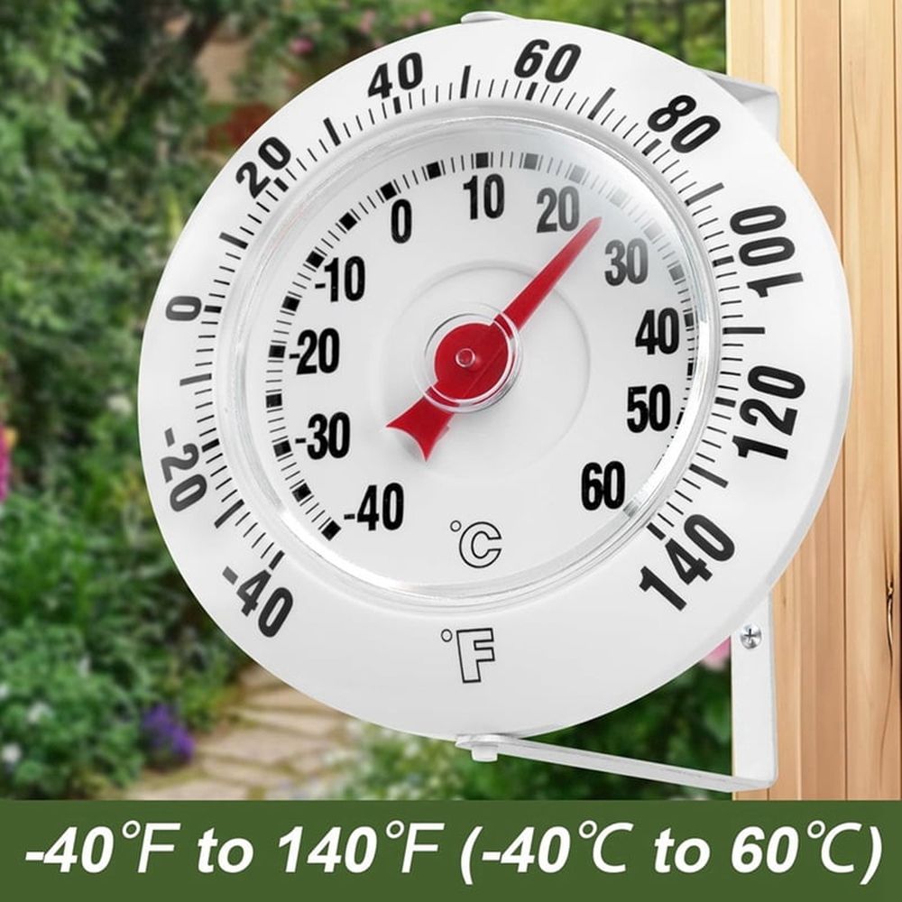 Outdoor Wall Thermometer for Patio , 3.66" Easy-Read , -40-60°C / -40-140°F Dual Scale, 360° Adjustable Bracket