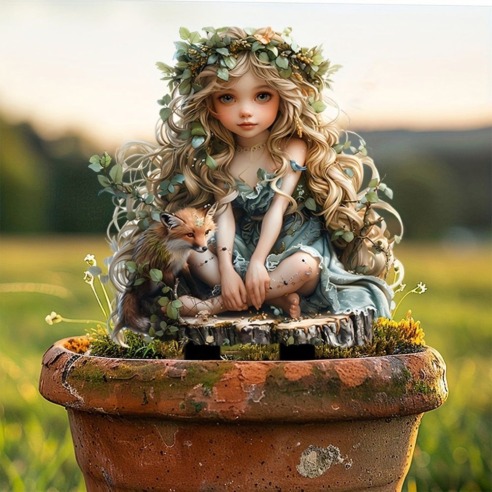 Bohemian Fairy Flower Pot Decoration, Fairy Planter Flower Pots, Fairy Garden Accessories, Handcrafted Acrylic Bohemian Flower Pot for Your Home or Garden
