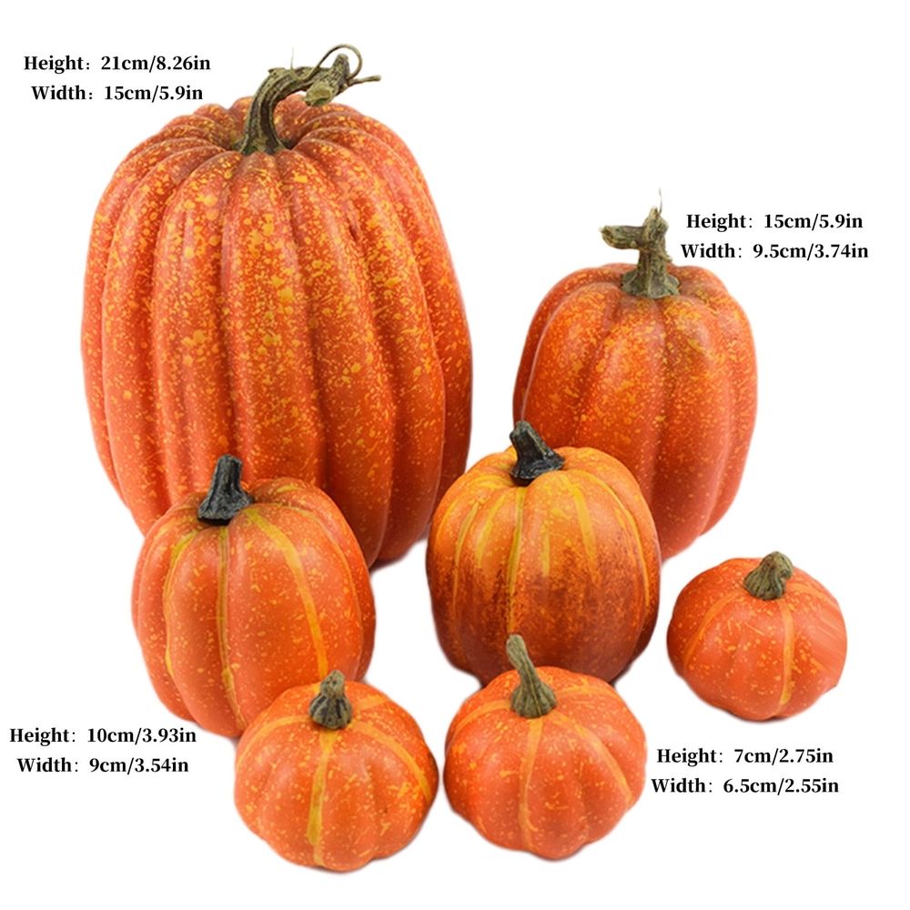7Pcs Artificial Pumpkins Decorations Faux Foam Fall Harvest Pumpkin Halloween Thanksgiving Decor Indoor for Home, White