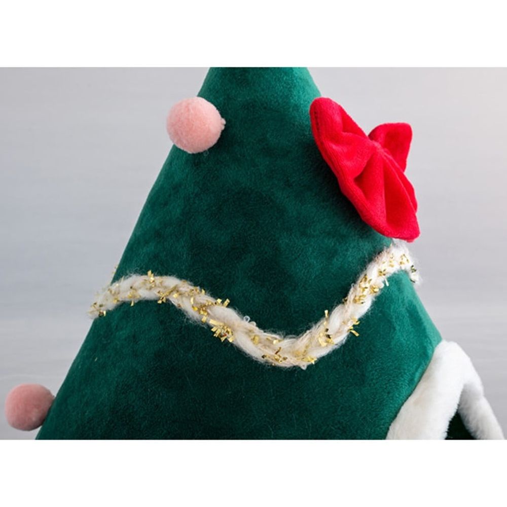 Christmas Tree Dog House, Cozy Dog Cave Pet Sleeping Bed Puppy Tent with Removable Cushion, Pets Bed for Medium Dogs Cats Xmas Decoration, (Green, M Size 17.71in)