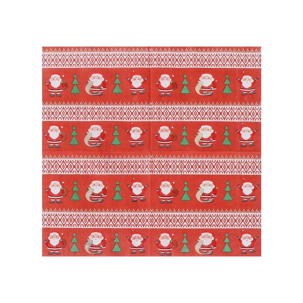 Christmas Paper Napkin, 6.5 x 6.5 Inch Watercolor Santa Claus Snowman Wreath Napkin Disposable Luncheon Napkin for Xmas Home Party Decoration Supplies, 20Pcs