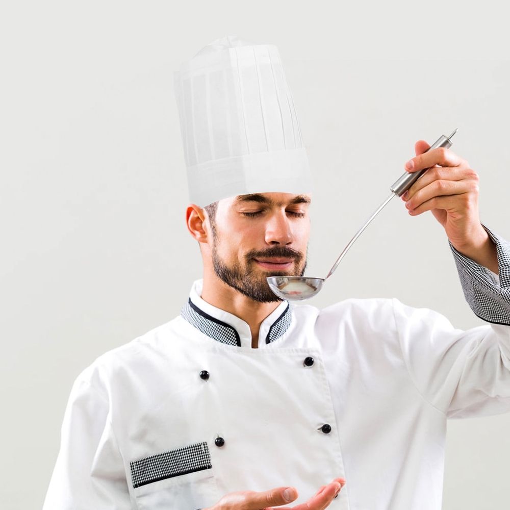 20-Pack Disposable Chef Hats Paper Cooking Caps for Restaurant, Hotel, Kitchen, Universal Fit, Food Service Headwear