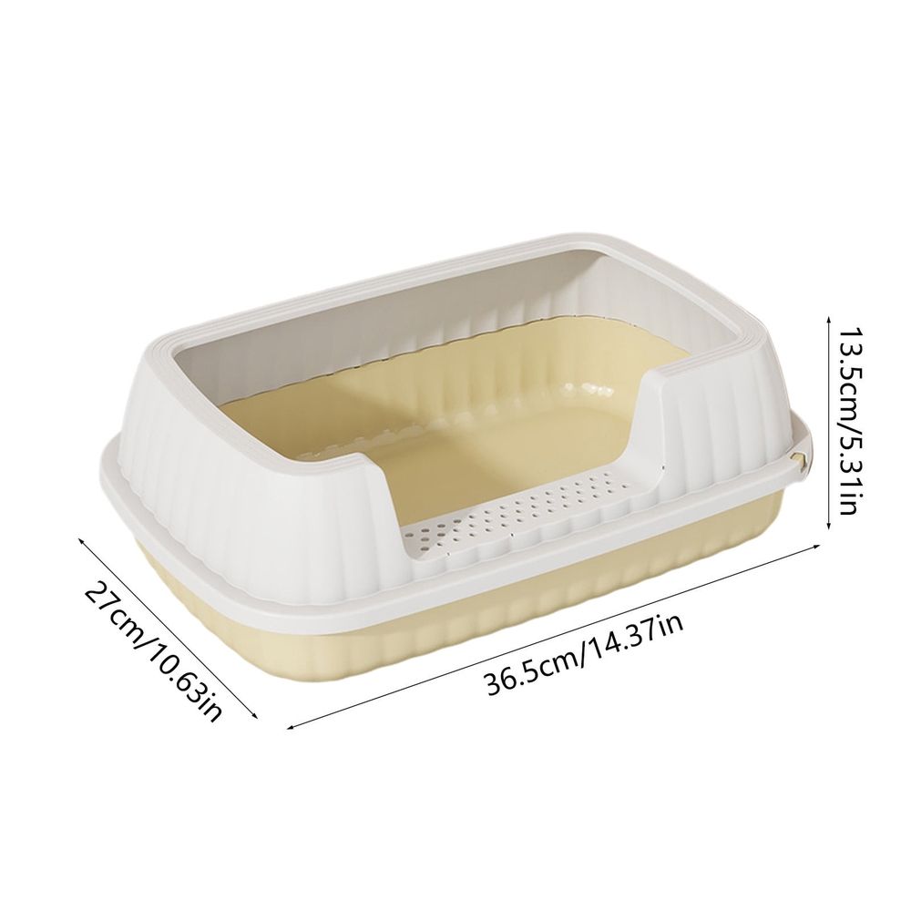 Open Cat Bedpan with Spoon,Shallow Splash Proof Travel Litter Box with Sand Drop Pedal High Side Low Entrance Cat Toilet Semi-Enclosed Adjustable for Kittens Elderly Cats Disabled Cats