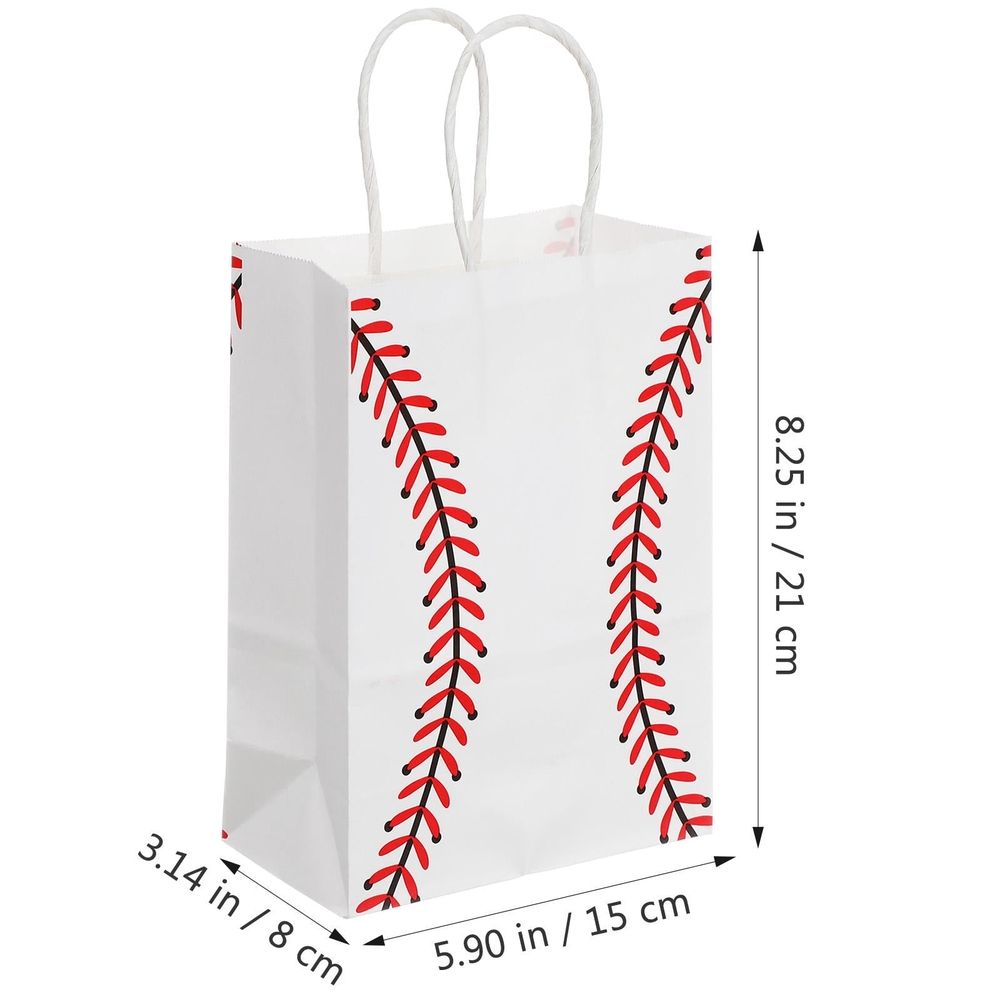 16Pcs Baseball Goody Bags Paper Favor Bags with Handles Multi Color for Birthday and Team Celebrations
