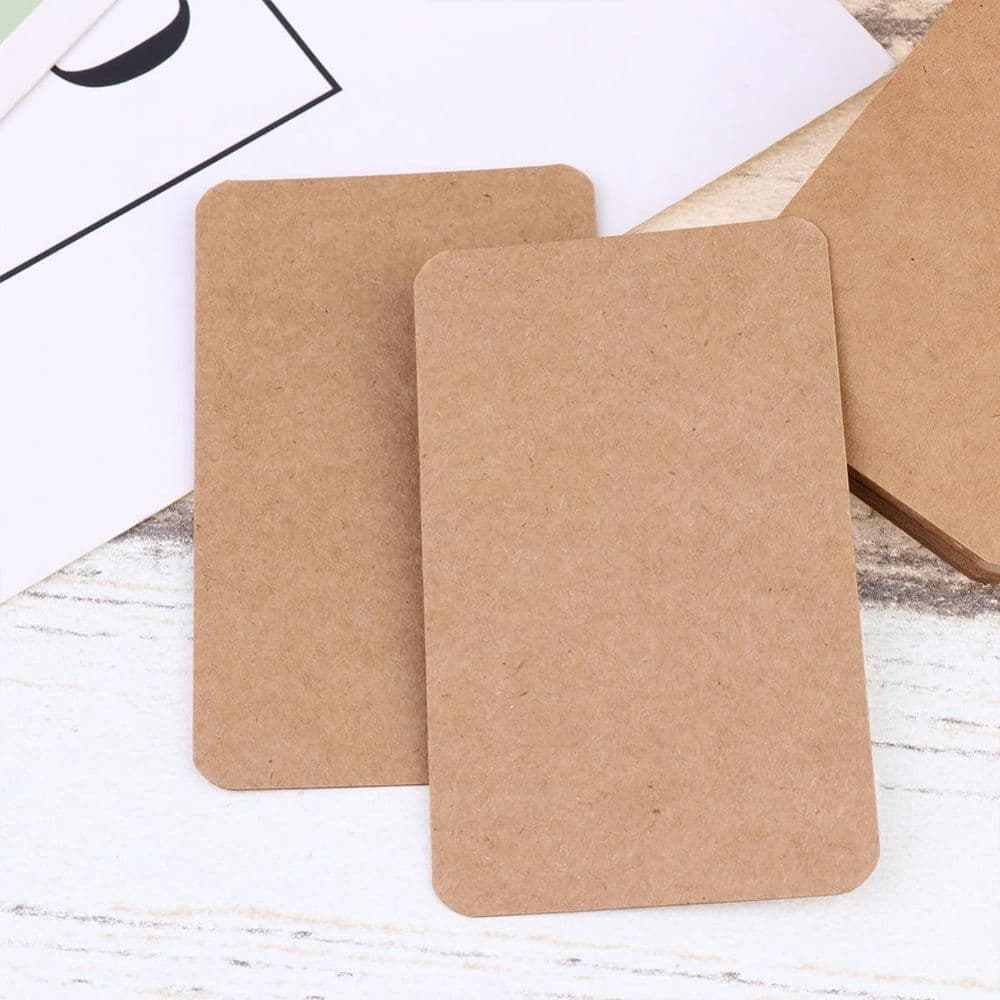 Study Cards for Note Taking and Studying Brown Kraft Paper 100 Pcs Blank DIY Greeting Cards with Vintage Kraft Paper Material, for DIY Bookmark and Outdoor Activities Recording