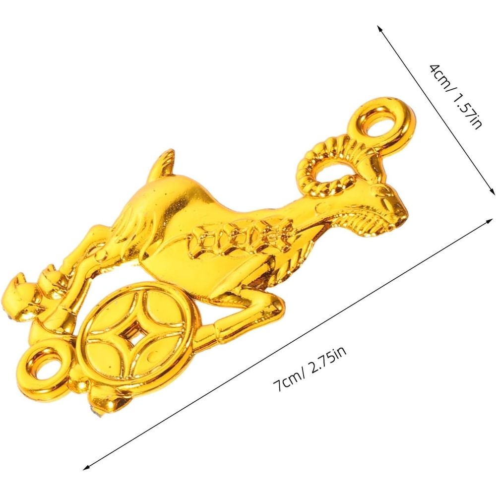 12pcs Gold Plated Plastic Zodiac Goat Hanging Ornament for DIY Crafts and Festive Decor