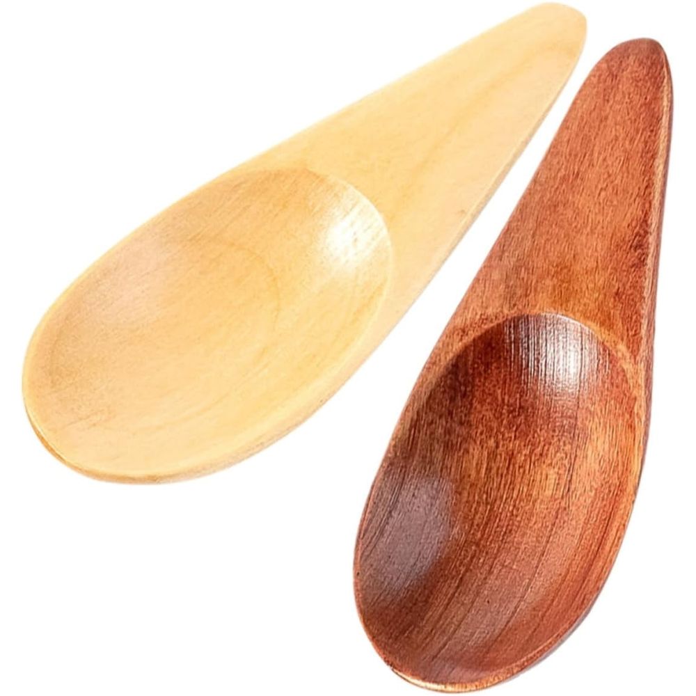 2pcs Small Wooden Spoon with Short Handle for Tea Coffee Seasoning Lightweight Wood Strong Comfortable Design No Cracks for Loose Tea Spices