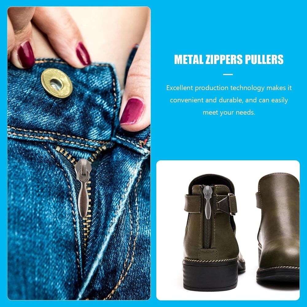 50pcs Metal Zipper Heads for Windbreakers and Luggage, Black, Wear Resistant and Burr Free, Lightweight Design for Coats, Bags, and DIY Repair Projects