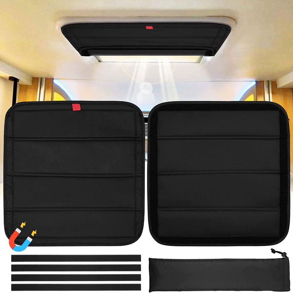 Foldable RV Vent Magnetic Window Shade, Black 16.25" x 16.25