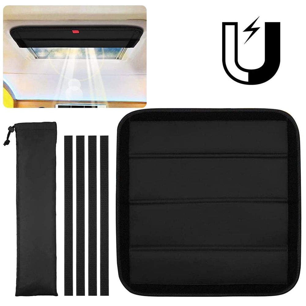 Foldable RV Vent Magnetic Window Shade, Black 16.25" x 16.25