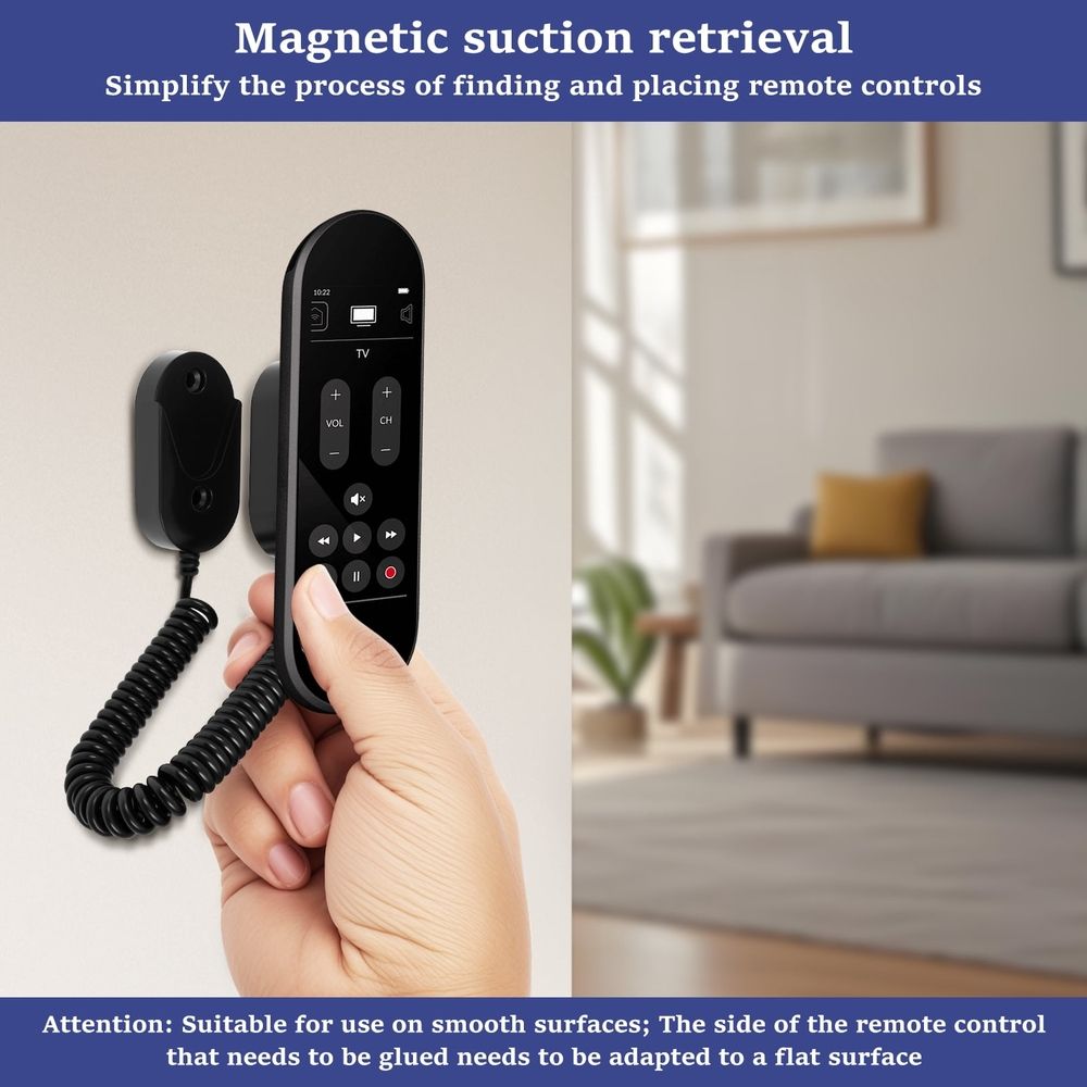 6Pcs Magnetic Remote Control Holder Wall Mounted Magnetic Remote Storage Organizer with Spring Rope for Small Items Keys