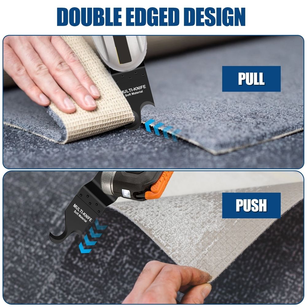 4Pcs Oscillating Saw Blades 1.26*3.74in Oscillating Multi Tool Hook Knife Blade Set High Carbon Steel Universal Blade with 2 Adapter for Cutting Carpet