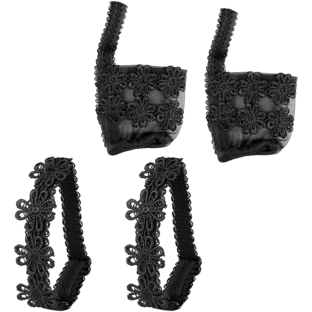 2 Pairs High Heels Shoe Straps Lace Elastic Anti-Slip Secure Fit Black