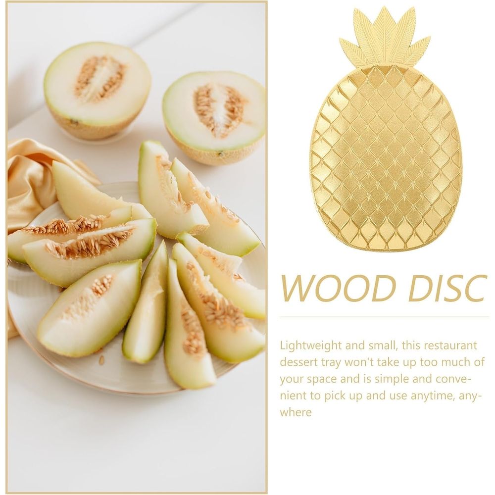 Wooden Serving Tray Large Golden Pineapple for Home Snacks and Fruit Display