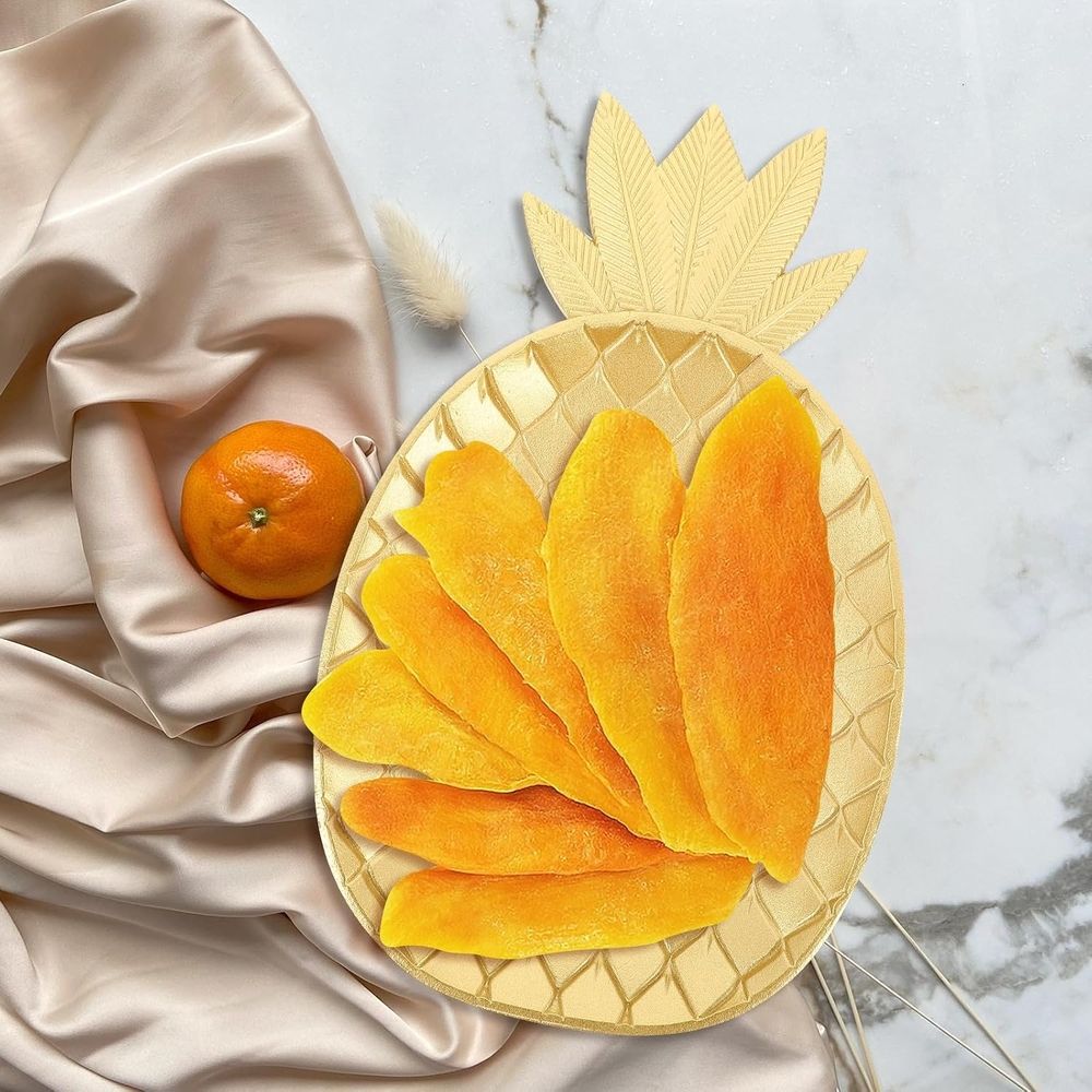 Wooden Serving Tray Large Golden Pineapple for Home Snacks and Fruit Display