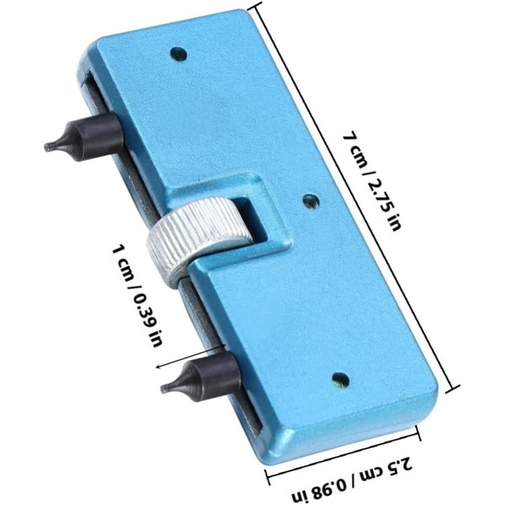 Adjustable Watch Case Back Opener Remover Tool, Blue Metal Portable, Waterproof Screw-on Backs, Sturdy Solid Steel Build for Compact Repair Use