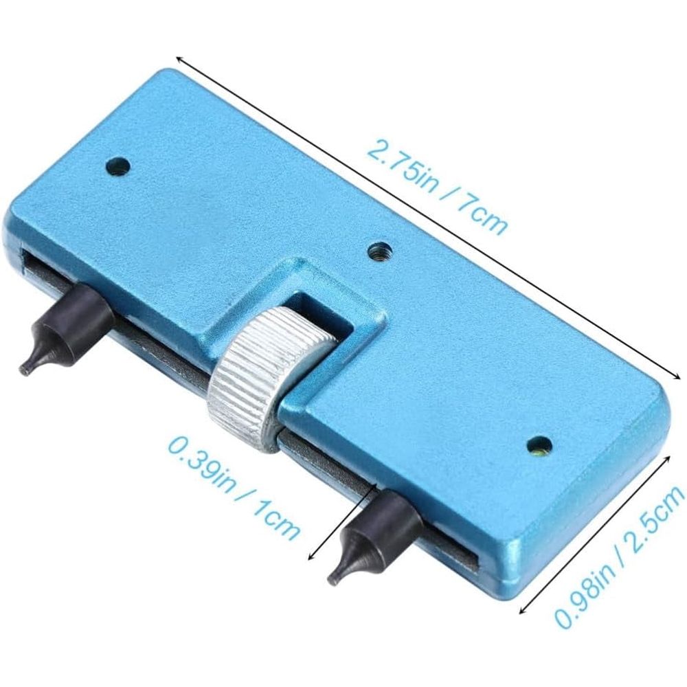 Adjustable Watch Case Back Opener Remover Tool, Blue Metal Portable, Waterproof Screw-on Backs, Sturdy Solid Steel Build for Compact Repair Use