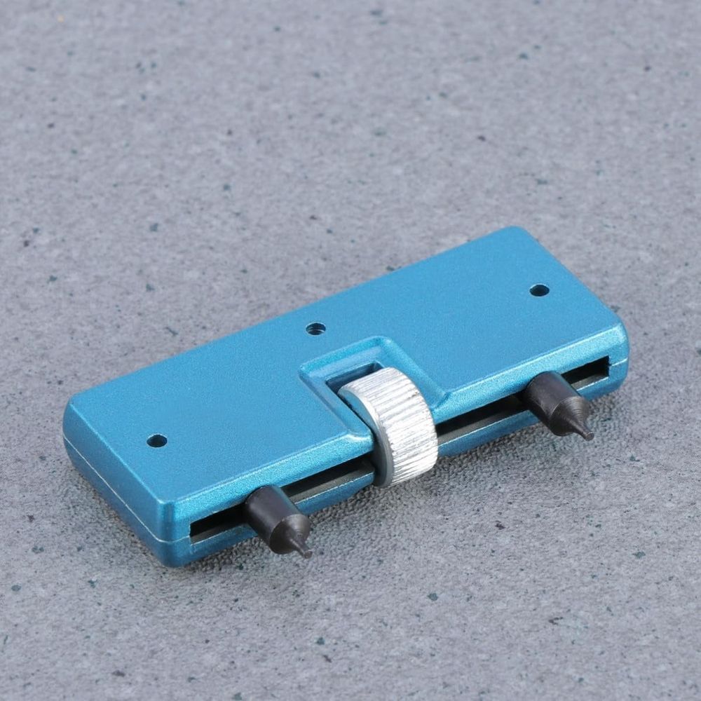 Adjustable Watch Case Back Opener Remover Tool, Blue Metal Portable, Waterproof Screw-on Backs, Sturdy Solid Steel Build for Compact Repair Use