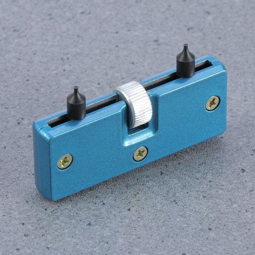 Adjustable Watch Case Back Opener Remover Tool, Blue Metal Portable, Waterproof Screw-on Backs, Sturdy Solid Steel Build for Compact Repair Use