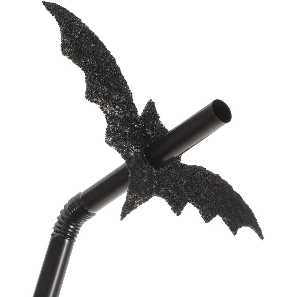 50PCS Black Bat Plastic Straws for Smoothies and Tea, Creative Halloween Party Supplies, Photo Prop Holders, Decorative Drink Straws for Gatherings