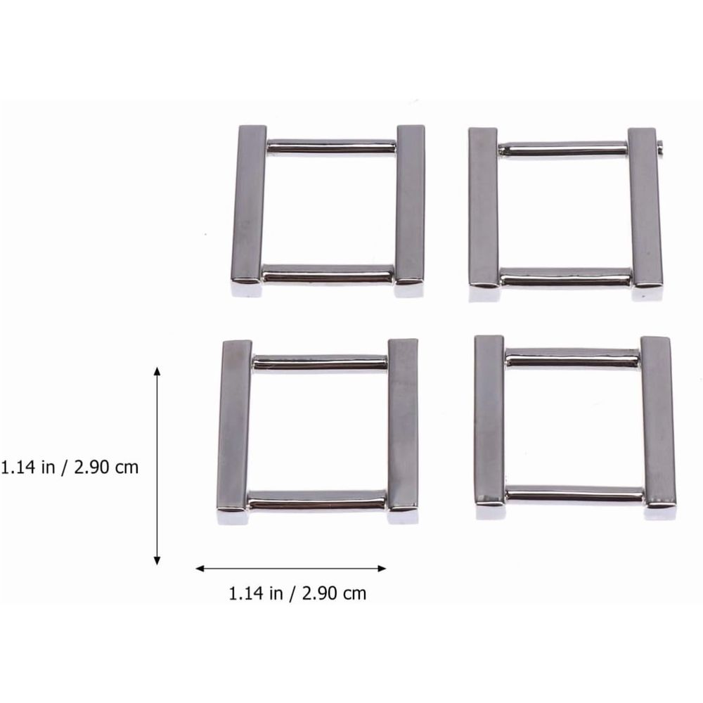 4PCS Rectangular Metal Buckle for Bags and Belt Strap Adjustment, Silver Small Accessory for DIY and Decoration