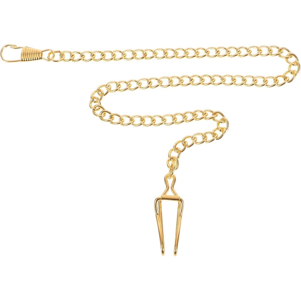 Golden Plated Pocket Watch Chain with Heavy Duty Lobster Claw, Vintage Metal Build, Shiny Surface, Perfect for Pocket Watch Users and Keychain Use